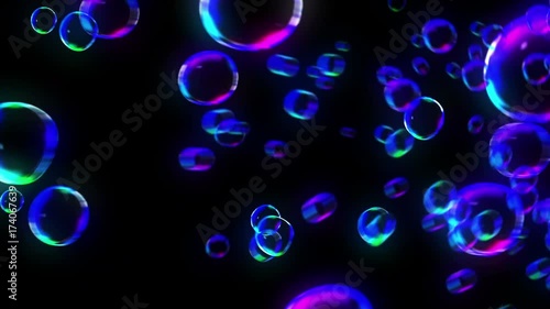 Wallpaper Mural 虹色のシャボン玉 泡 ループ 黒 Torontodigital.ca