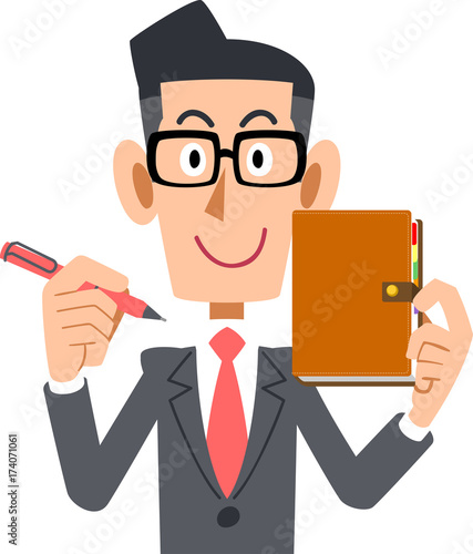 ビジネスマンと手帳
