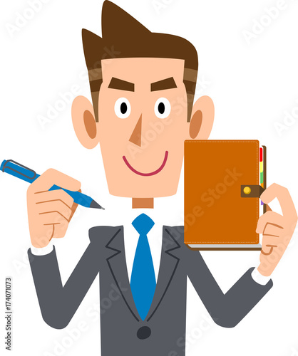 ビジネスマンと手帳
