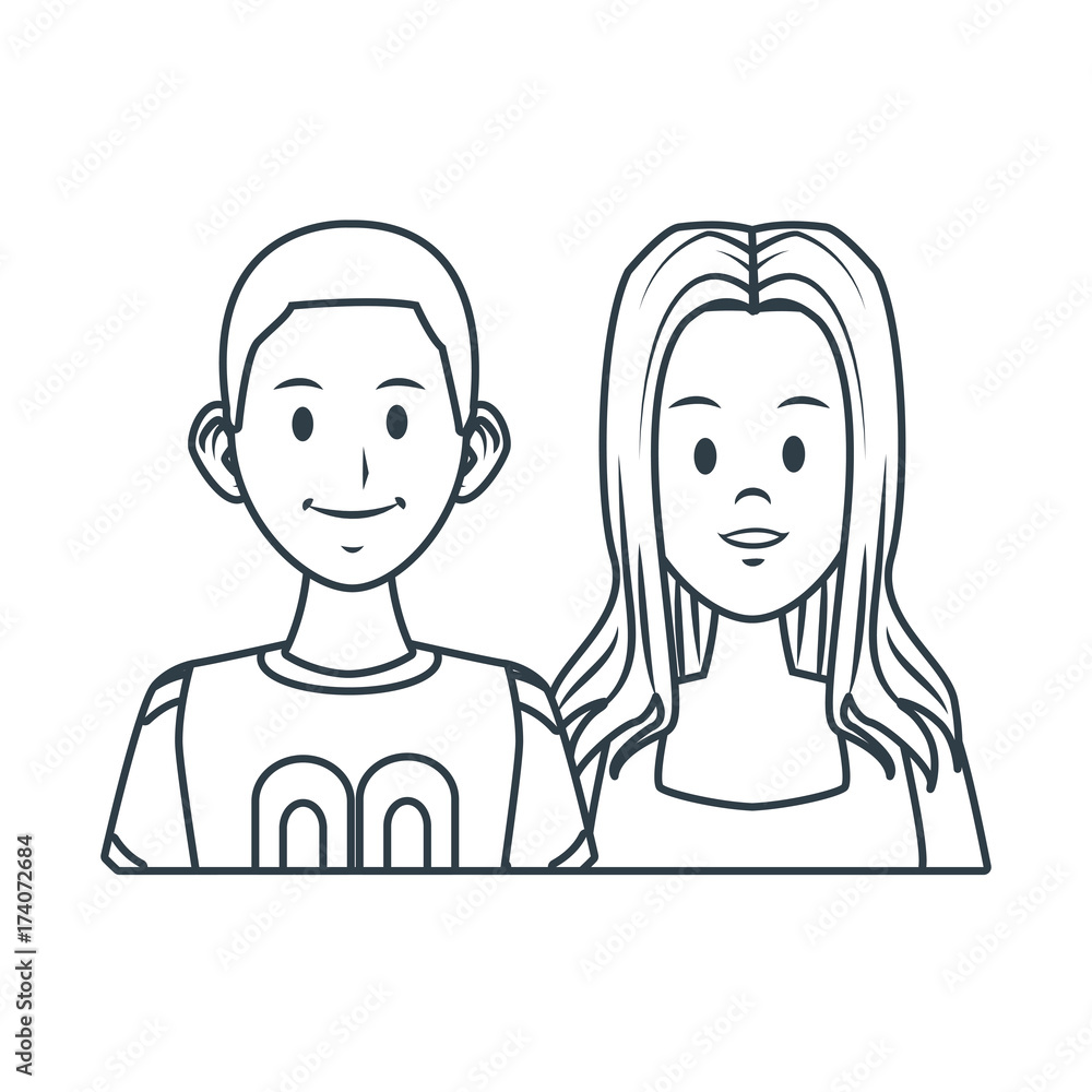 Young couple cartoon icon vector illustration graphic design