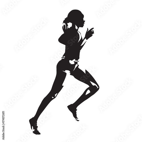 Running woman  abstract vector silhouette