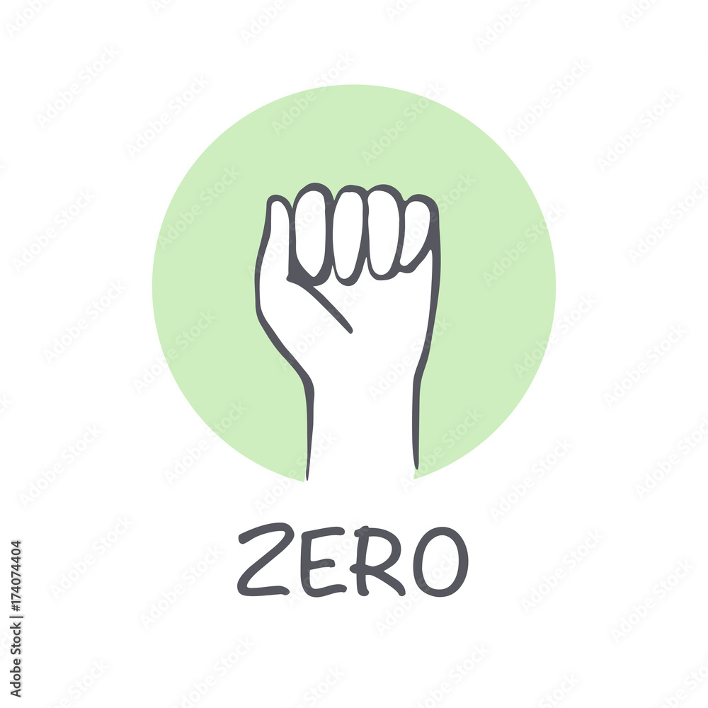 Obraz premium Vector ticks fingers count drawing Zero