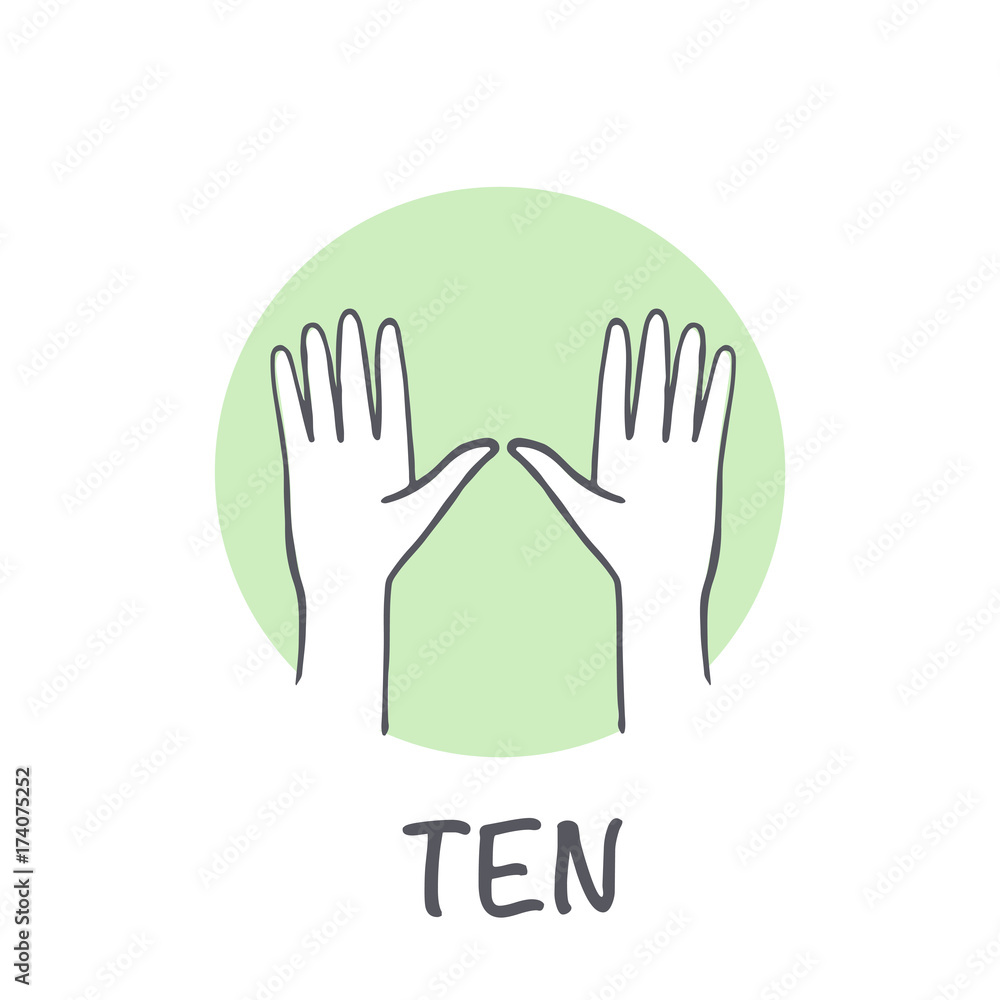 Fototapeta premium Vector ticks fingers count drawing Ten