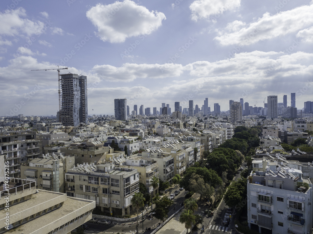 Tel Aviv skyline - Aerial photo of Tel Aviv's center.