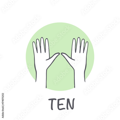 Vector ticks fingers count drawing Ten