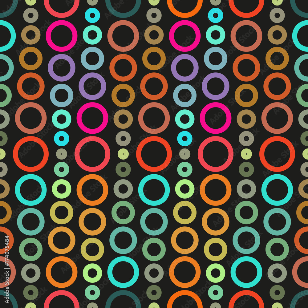 Blended Circles Seamless Pattern. Multiolor round ordered shapes repeating background