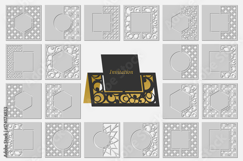 Set template cards to cut. Topper. Use for congratulations, invitations, presentations, weddings. Vector illustration.