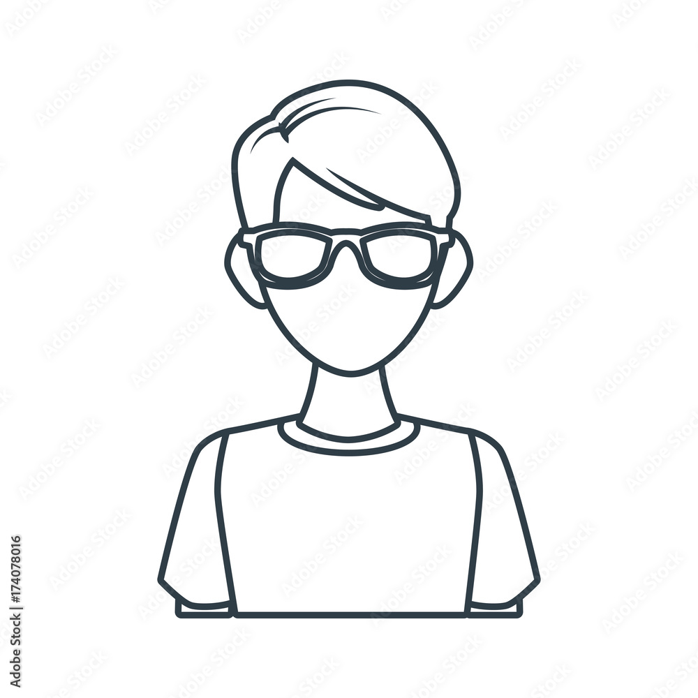 Young man with sunglasses cartoon icon vector illustration graphic design Young man with sunglasses cartoon icon vector illustration graphic design