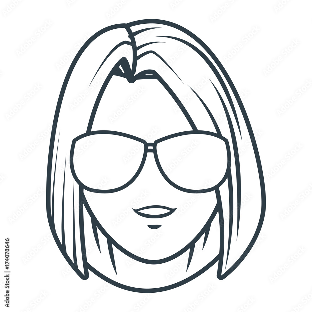 Young woman with sunglasses cartoon icon vector illustration graphic design