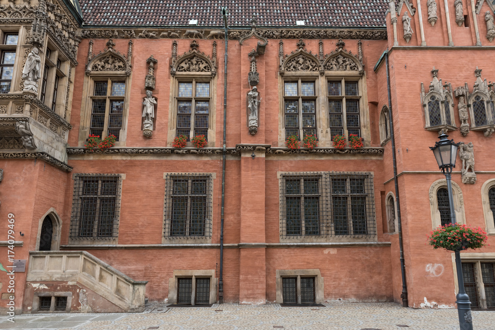 Facade of the old town hall of Wroclaw, Poland