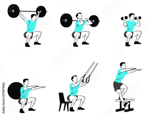 Various squat exercises