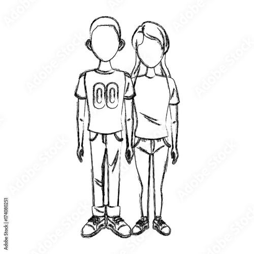 Wallpaper Mural Young couple cartoon icon vector illustration graphic design Torontodigital.ca