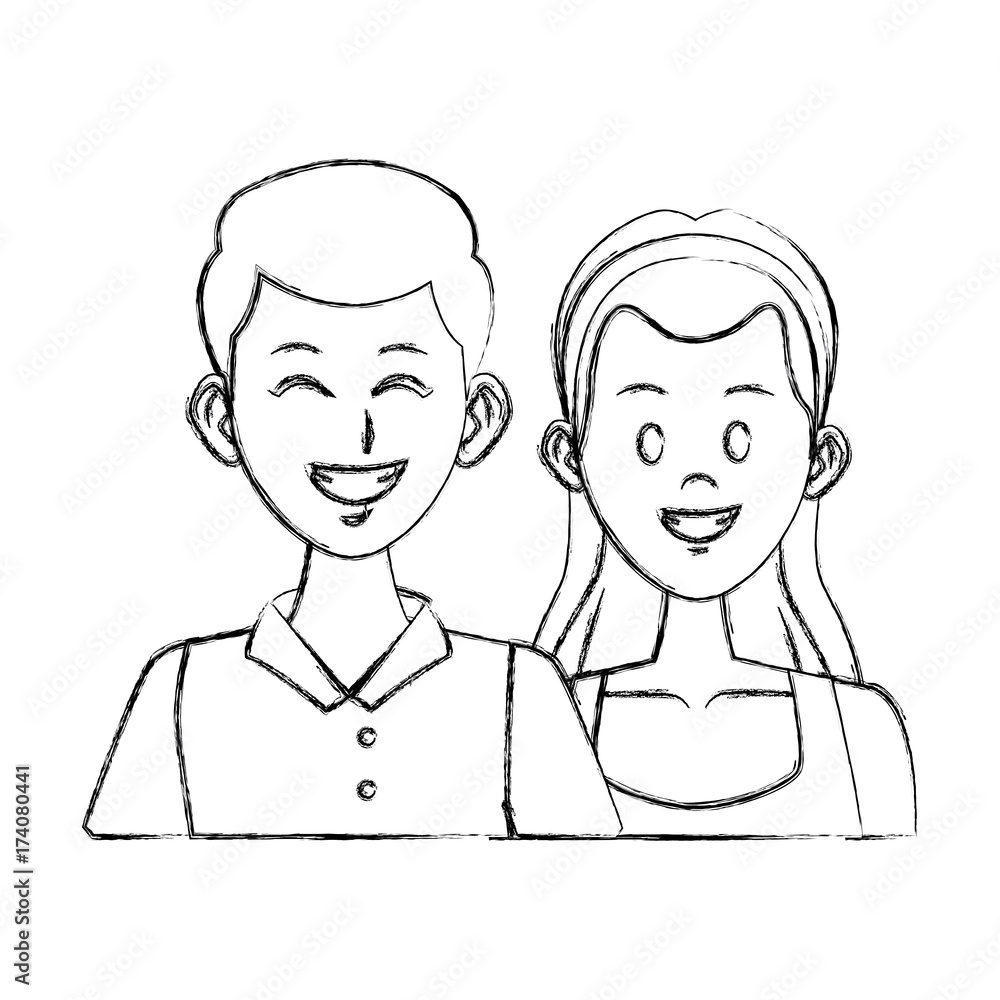 Young couple cartoon icon vector illustration graphic design
