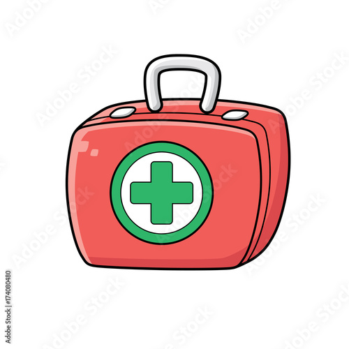 Red medical first aid box vector isolated.