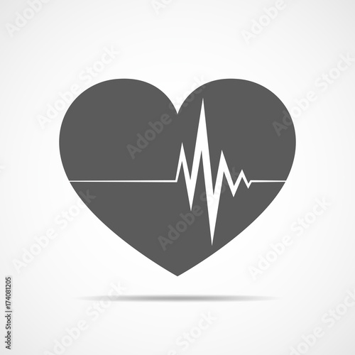 Heart with heartbeat sign. Vector illustration.