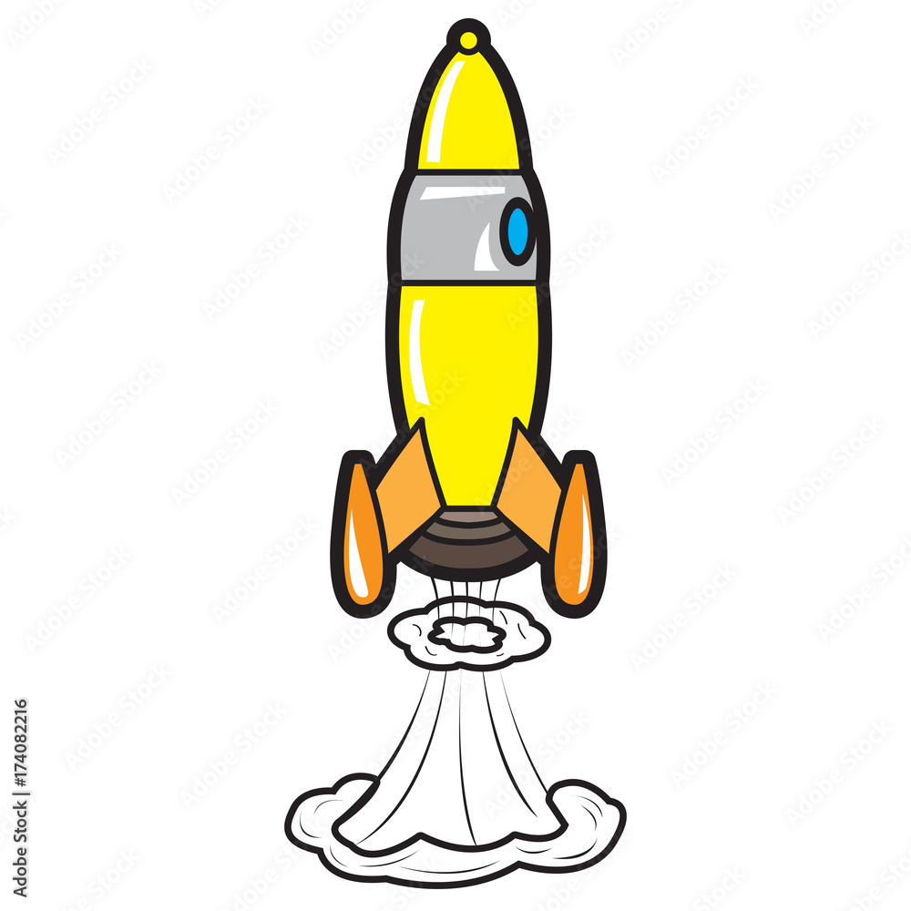 Isolated rocket toy on a white background, Vector illustration Isolated rocket toy on a white background, Vector illustration