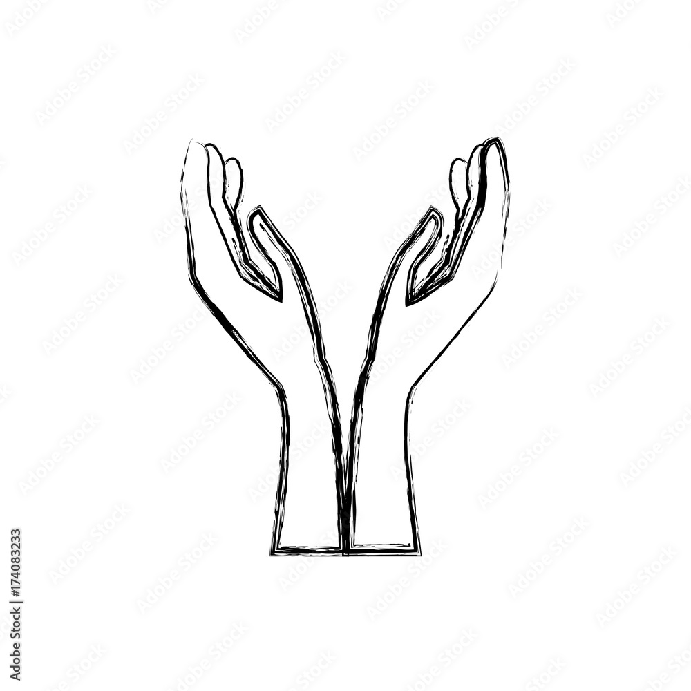 Fototapeta premium Hands with palm open icon vector illustration graphic design