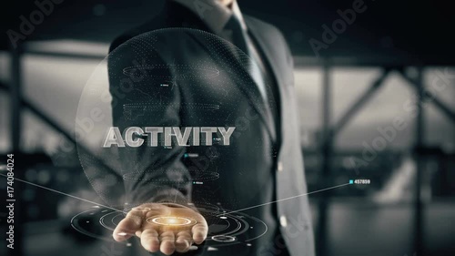 Activity with hologram businessman concept photo
