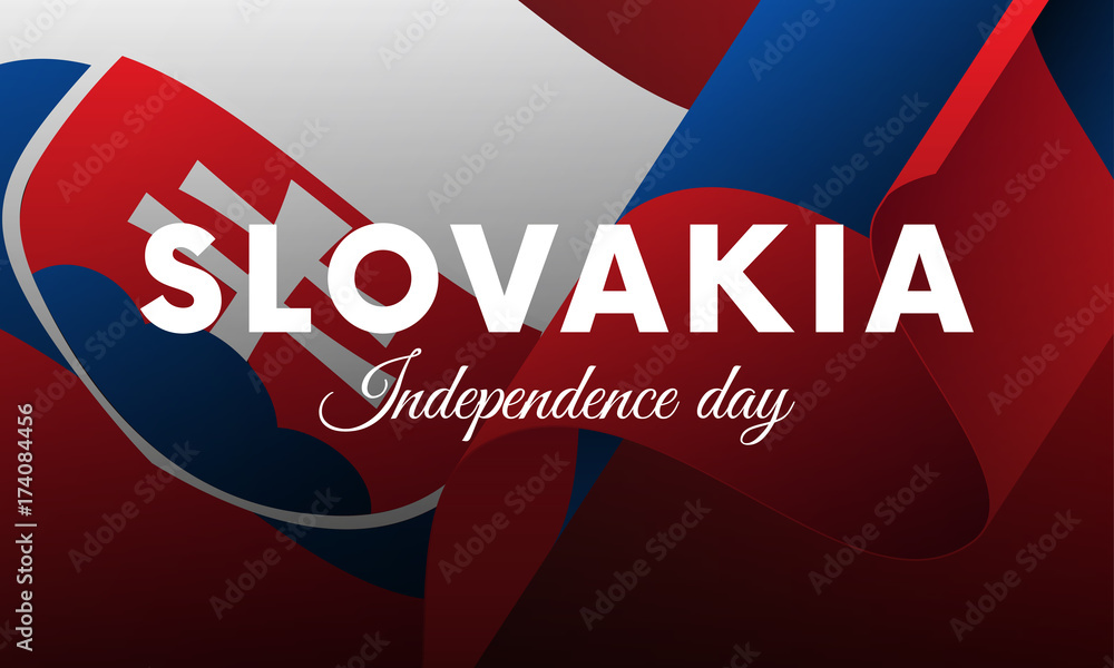 Banner or poster of Slovakia independence day celebration. Waving flag. Vector illustration. Banner or poster of Slovakia independence day celebration. Waving flag. Vector illustration.
