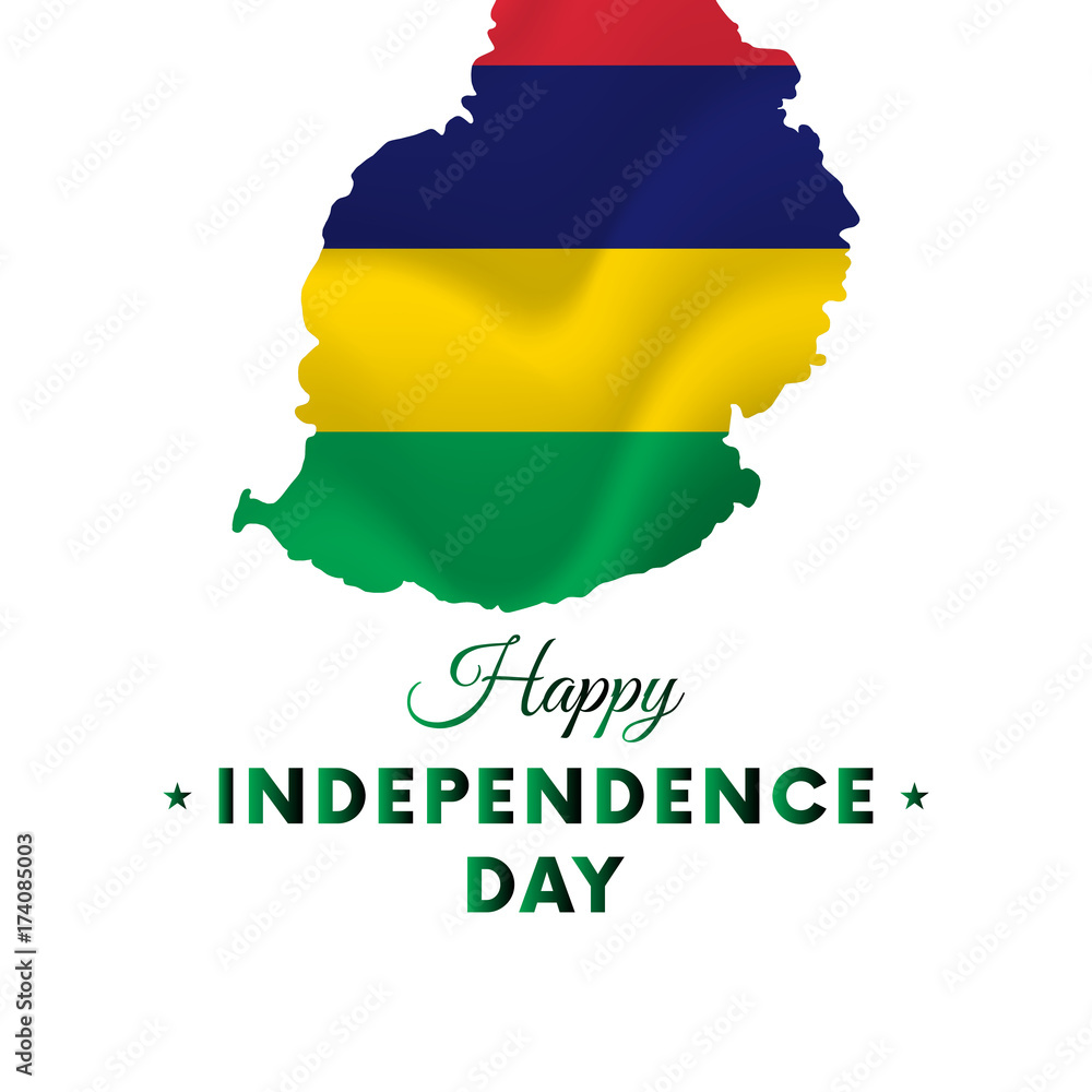 Obraz premium Mauritius Independence day. Mauritius map. Vector illustration.