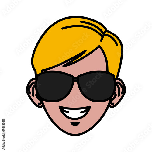 Young man with sunglasses cartoon icon vector illustration graphic design