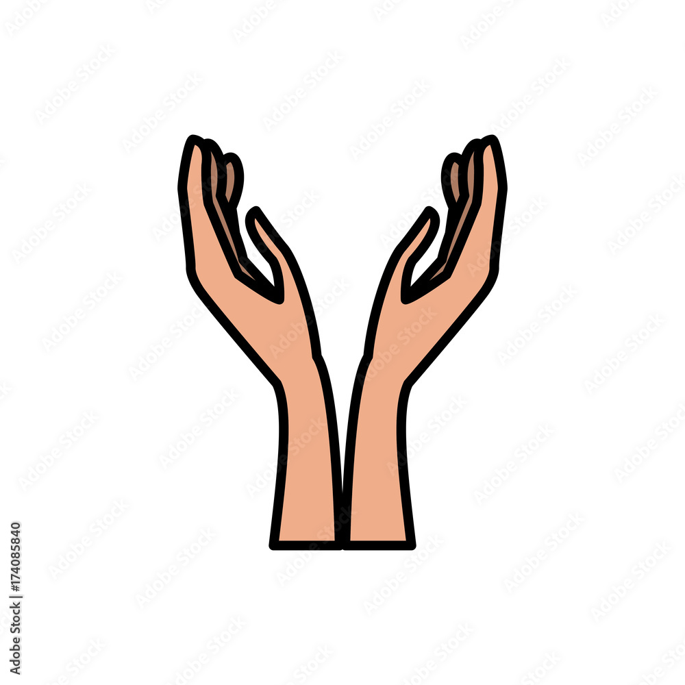 Hands with palm open icon vector illustration graphic design Hands with palm open icon vector illustration graphic design