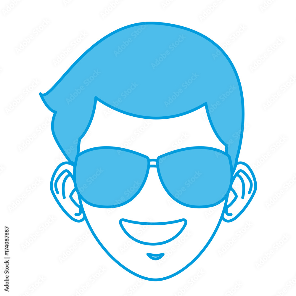 Young man with sunglasses cartoon icon vector illustration graphic design Young man with sunglasses cartoon icon vector illustration graphic design