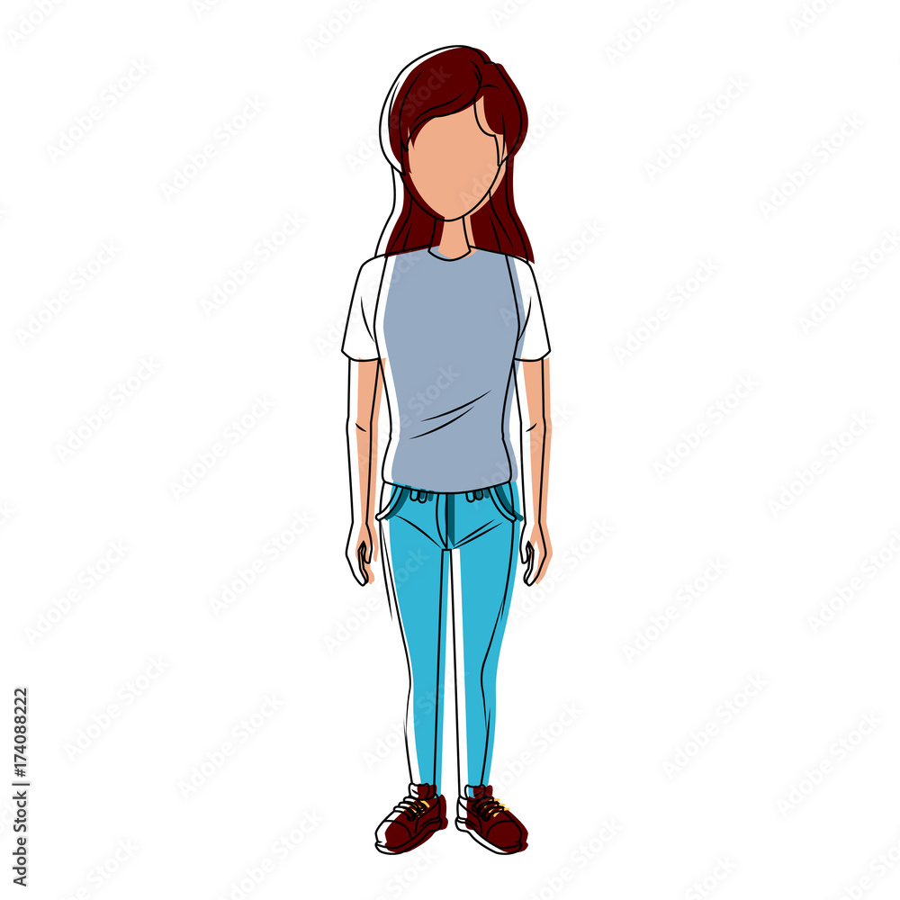 Young woman cartoon icon vector illustration graphic design Young woman cartoon icon vector illustration graphic design