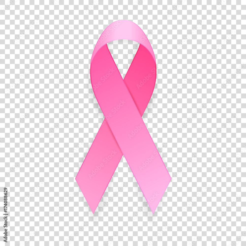 Symbol Pink Ribbon, Breast Cancer Awareness, Icon, on transparent  background. Vector illustration Stock Vector