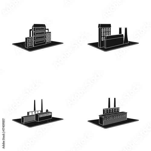 Processing factory,metallurgical plant. Factory and industry set collection icons in black style isometric vector symbol stock illustration web.