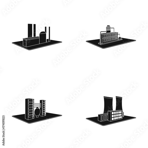 Processing factory,metallurgical plant. Factory and industry set collection icons in black style isometric vector symbol stock illustration web.
