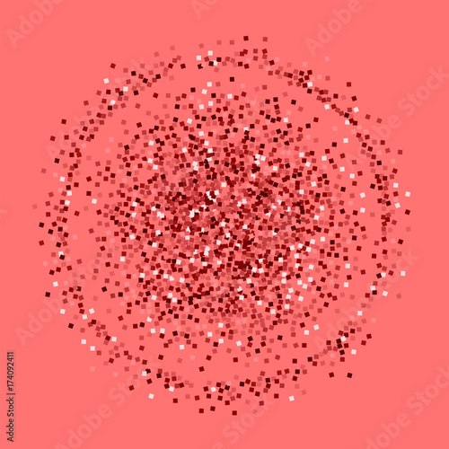 Red gold glitter. Double circle with red gold glitter on pink background. Admirable Vector illustration.