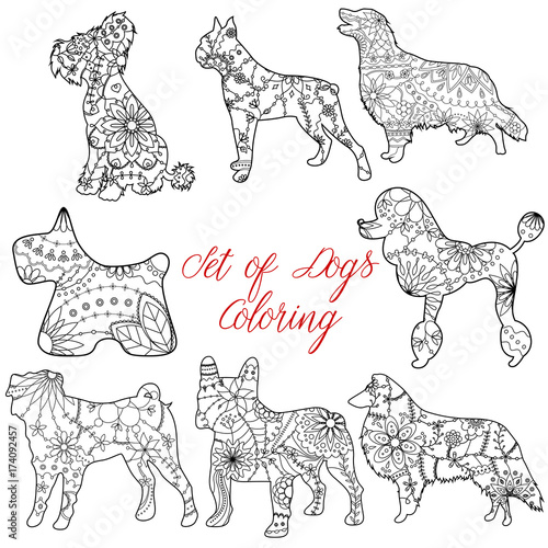 Coloring set dogs