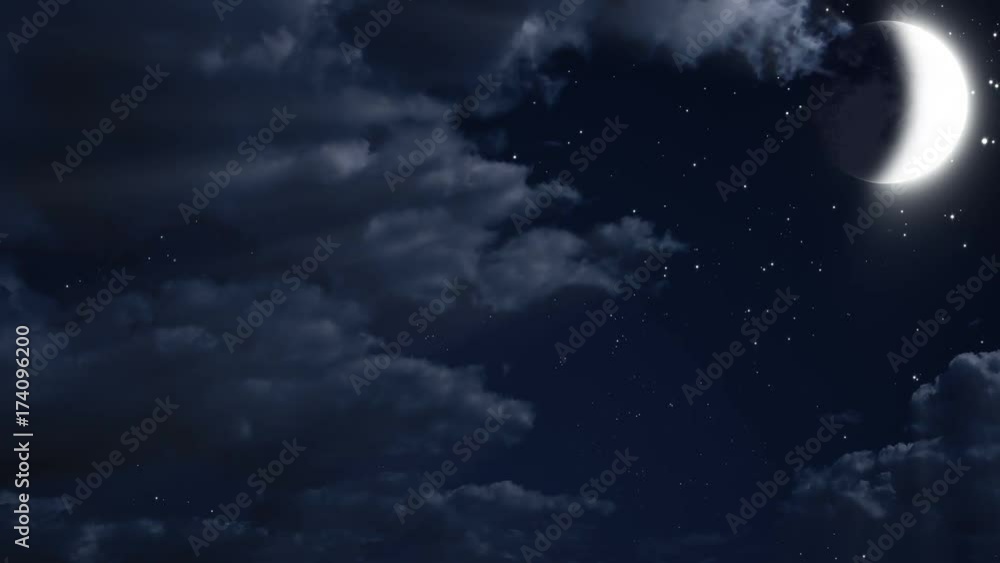 Loop - Timelapse of Clouds at Night with Moon Rays 1080P Loop - Timelapse of Clouds at Night with Moon Rays 1080P