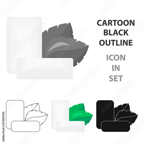 Mint chewing gum icon in cartoon style isolated on white background. Dental care symbol stock vector illustration.