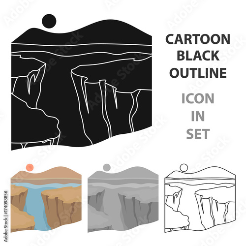 Grand Canyon icon in cartoon style isolated on white background. USA country symbol stock vector illustration.