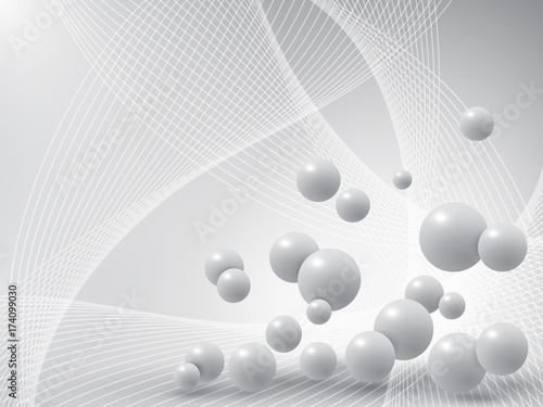 Gray balls on abstract background.