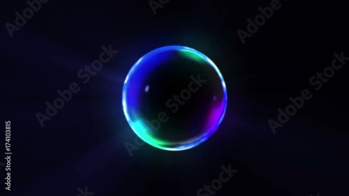 虹色のシャボン玉 泡 ループ 黒