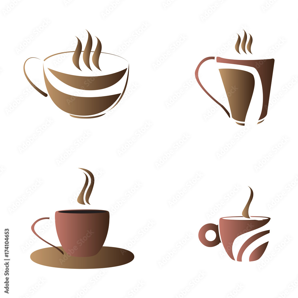 Obraz premium Set of abstract coffee mug logos, Vector illustration