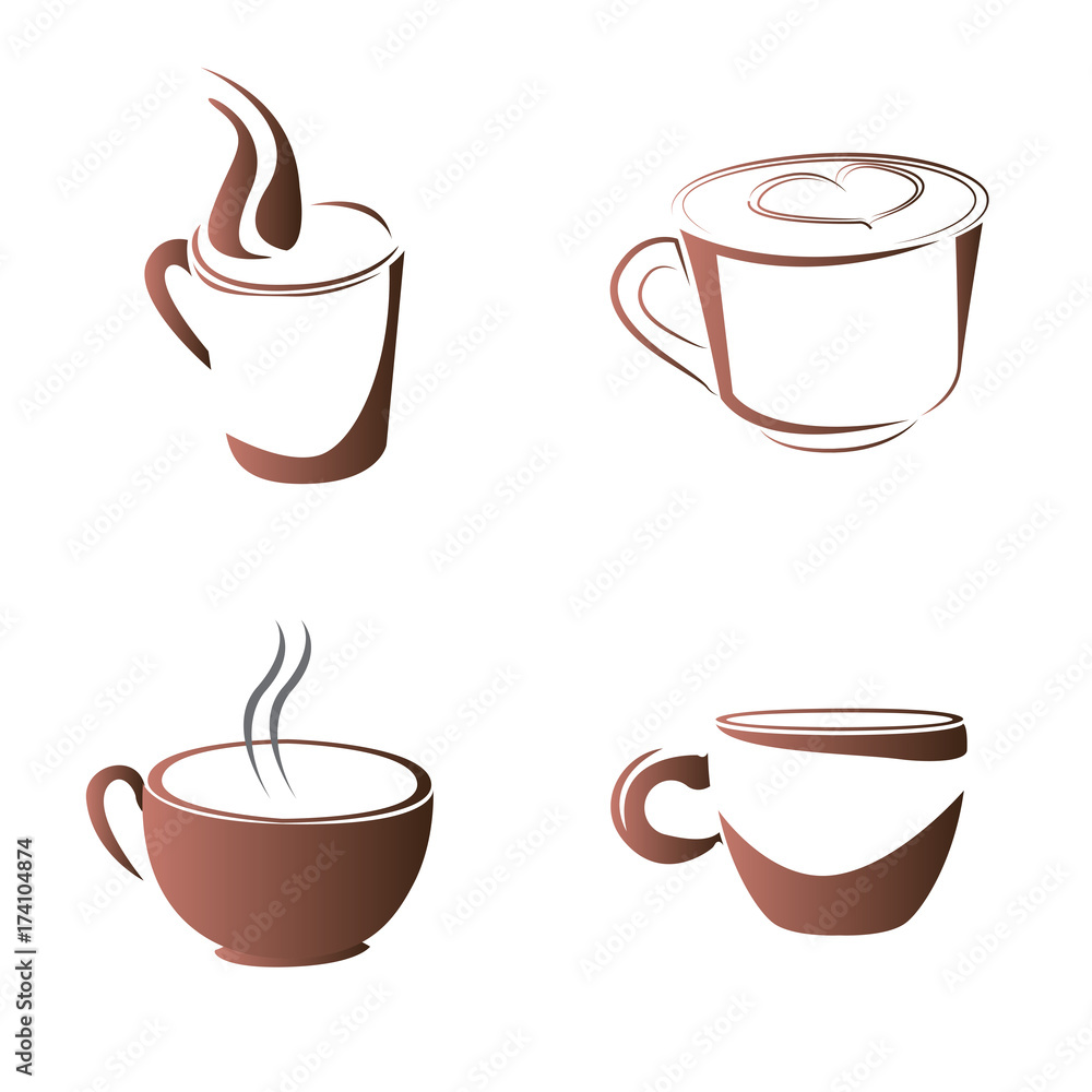 Set of abstract coffee mug logos, Vector illustration Set of abstract coffee mug logos, Vector illustration