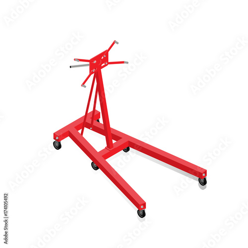 Garage Staple for engine repair, equipment for car service, isometric image