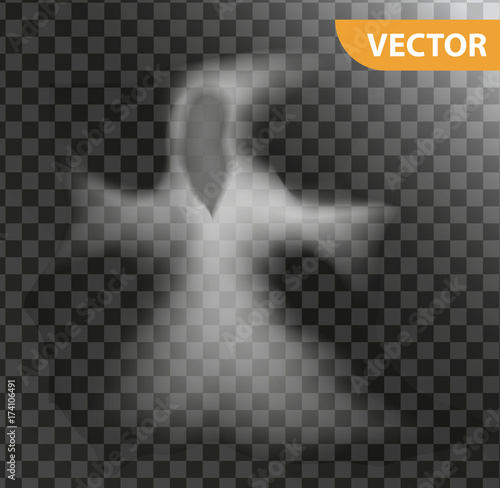 Ghost on a transparent background. Halloween concept. Vector illustration