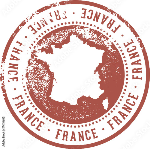 Vintage France Europe Travel Stamp