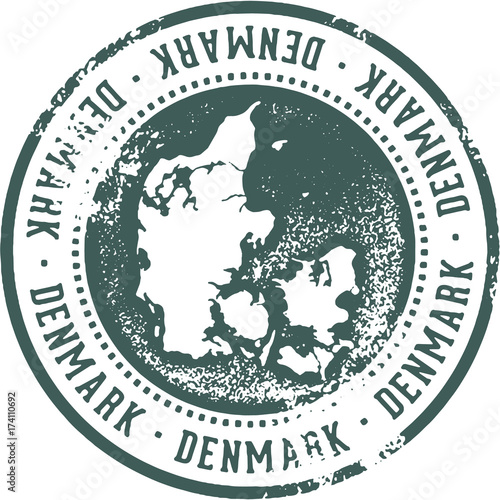 Vintage Denmark Europe Travel Stamp