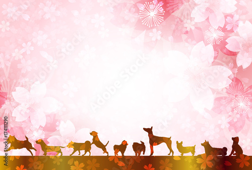 戌　年賀状　桜　背景