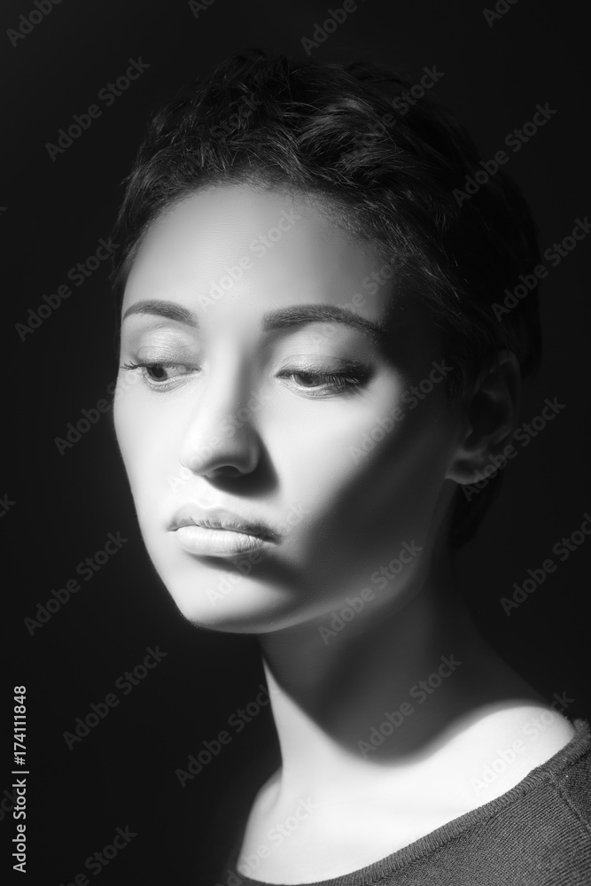 black and white portrait of a beautiful girl
black and white portrait of a beautiful girl