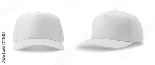 Canvas Print White baseball cap isolated on white background.