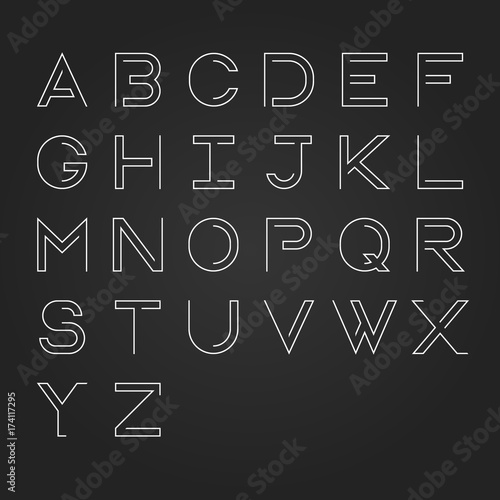 Modern linear uppercase alphabet design,Minimalist style. Vector Illustration