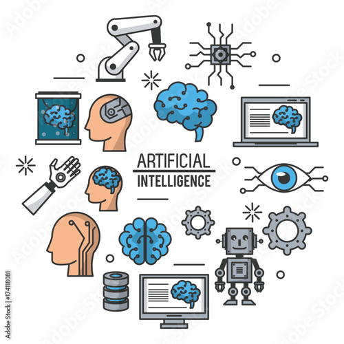 Artificial intelligence technology icon vector illustration graphic design