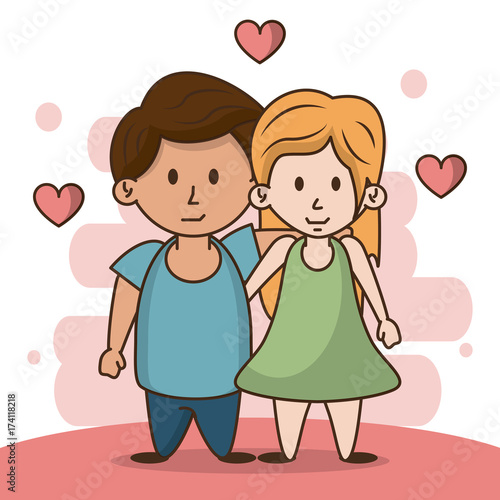 Kids in love cartoon icon vector illustration graphic design